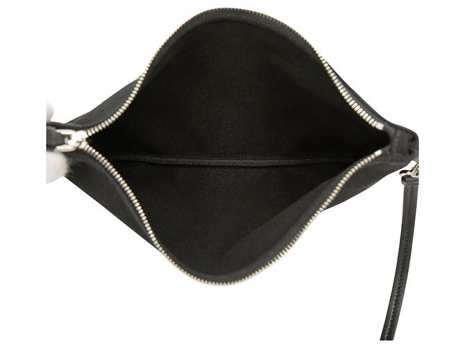 Prada Logo Wristlet Pouch aus schwarzem Canapa Canvas - Ansicht 4