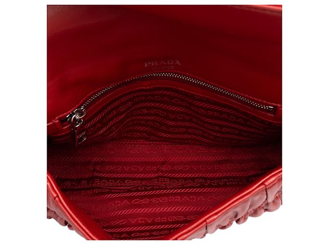 Prada Red Nappa Gaufre Chain Flap Rosso - vista 4