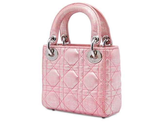 Autre Marque Dior Pink Micro Metallic Iridescent Lambskin Cannage Lady Dior Rosa - vista 2