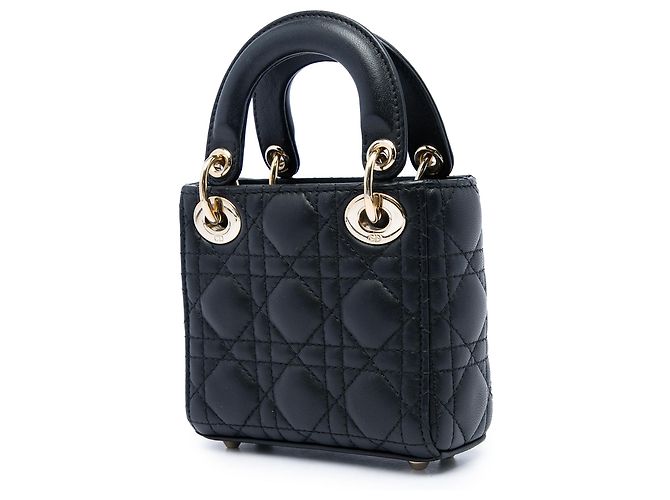 Autre Marque Dior Black Micro Lambskin Cannage Lady Dior Negro - vista 2