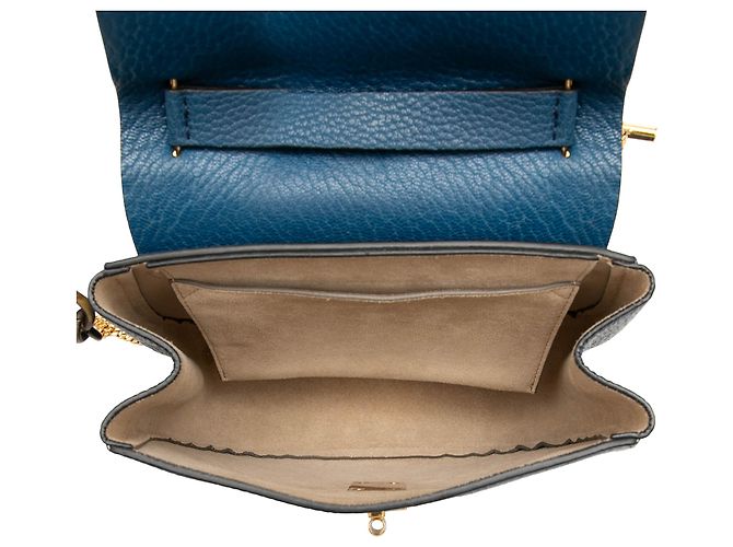 Chloé Blue Small Leather Drew Crossbody Azul - vista 4