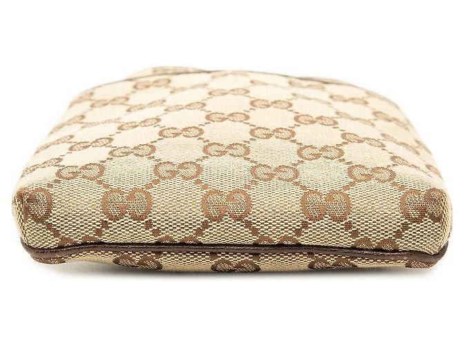 Bolsa tiracolo Gucci em tela GG bege com faixa Web - vista 3