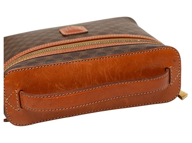 Céline Sac de toilette Celine Brown Macadam Coated Canvas Marron - vue 6
