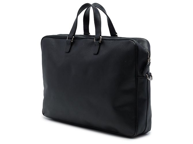 Sac business Prada en cuir Saffiano noir - vue 2