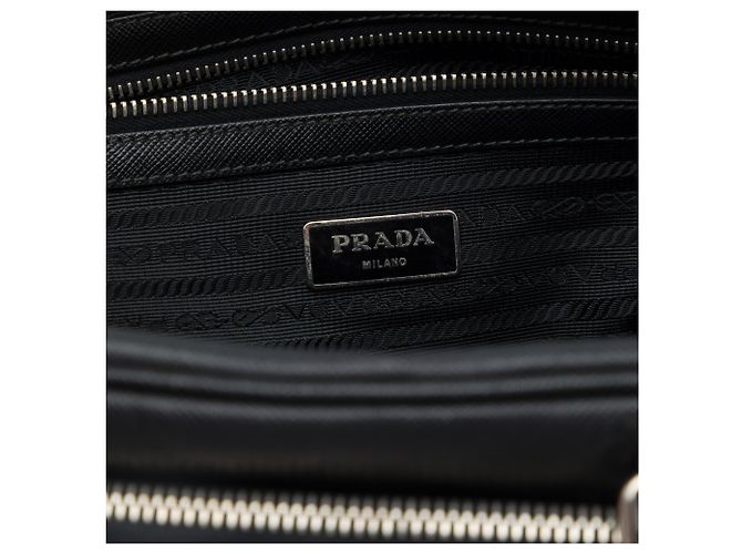 Sac business Prada en cuir Saffiano noir - vue 5
