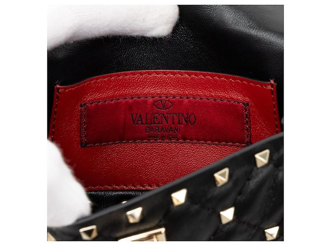Valentino Black Nappa Rockstud Spike Crossbody Schwarz - Ansicht 5