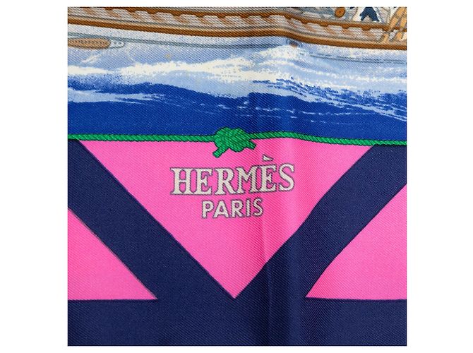 Lenço de seda Hermès Blue Rafales 90 Azul - vista 5