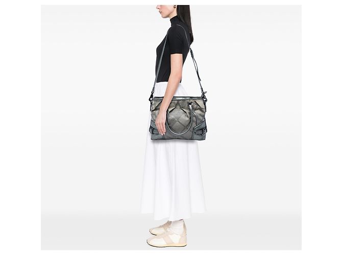 Burberry Satchel aus Smoke Check Canvas mit silbernem Glitzer - Ansicht 5