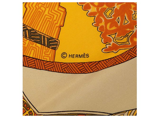 Lenço de seda Hermès Brown Art des Steppes Marrom Castanho claro - vista 6