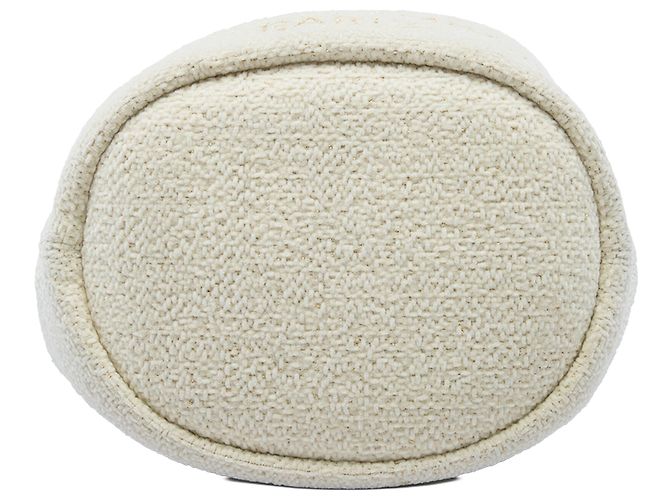 Borsa a secchiello con coulisse Chanel Deauville Small in tweed bianco Crudo - vista 3