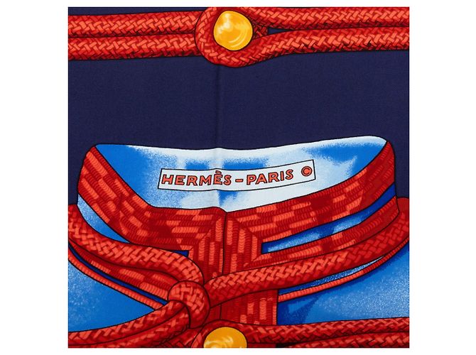 Lenço de seda Hermès Blue Brandebourgs 90 Azul Azul escuro - vista 3