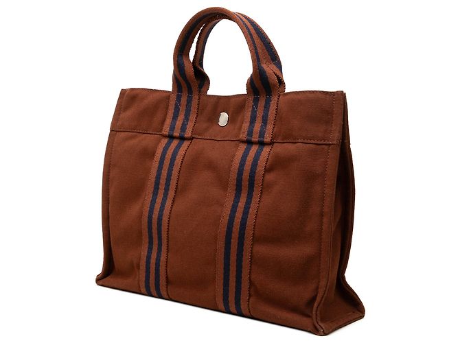 Hermès Brown Canvas Fourre Tout PM Marrom - vista 2