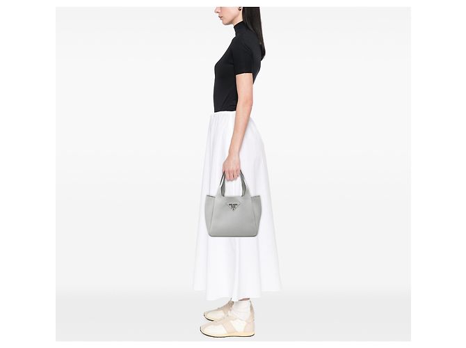 Bolso Prada Gray Small Vitello Daino Dynamique Castaño Gris - vista 6