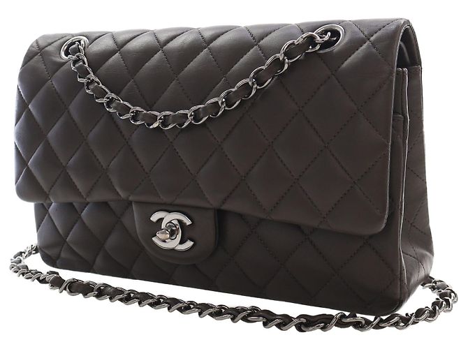 Chanel Brown Medium Classic Lambskin Double Flap Braun Dunkelbraun - Ansicht 9