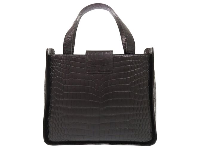 Salvatore Ferragamo Borsa Satchel Vara in pelle embossed croc nera Ferragamo - vista 2
