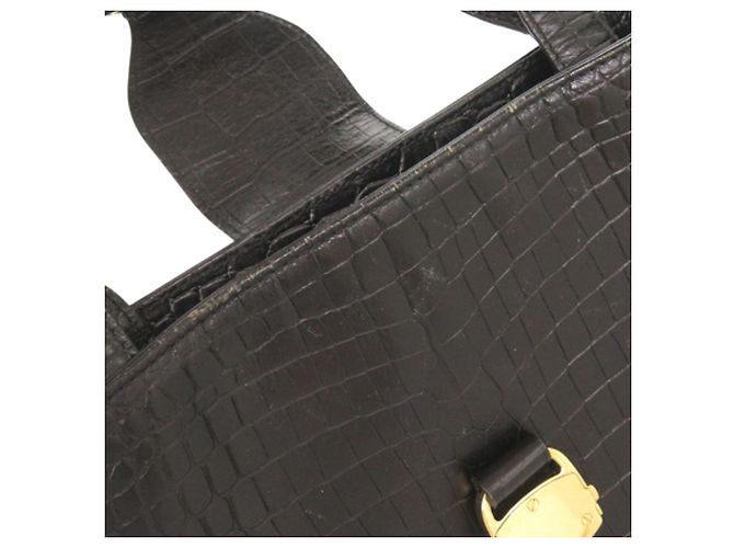 Salvatore Ferragamo Borsa Satchel Vara in pelle embossed croc nera Ferragamo - vista 7