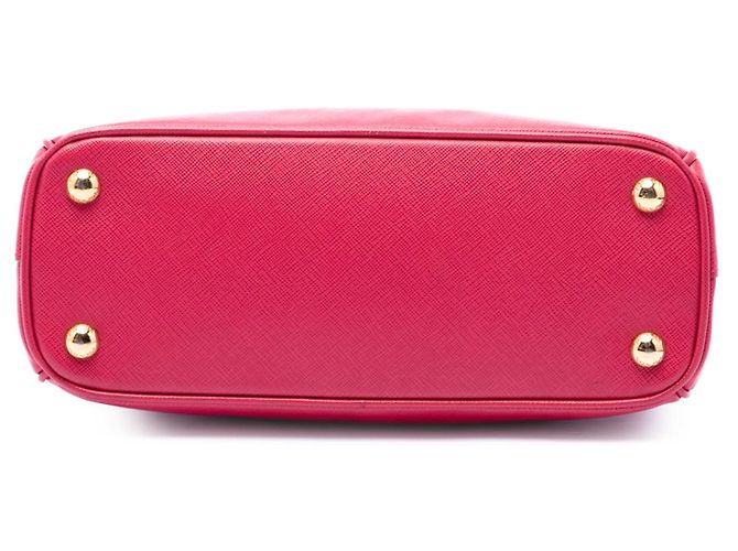 Prada Bolsa Mini Saffiano Lux Galleria Double Zip Rosa - vista 3