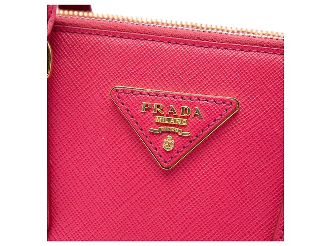 Prada Bolsa Mini Saffiano Lux Galleria Double Zip Rosa - vista 5