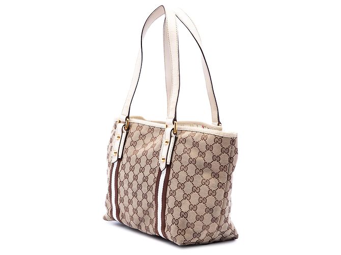 Bolso Tote Gucci Beige GG Canvas Web Jolicoeur - vista 2