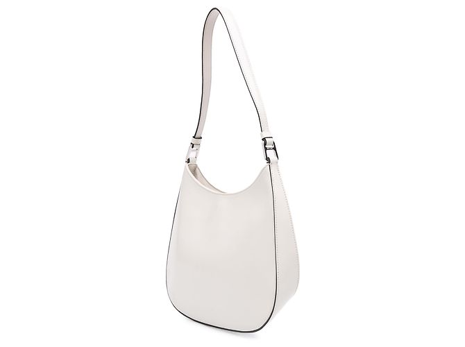 Bolsa de Ombro Prada Cleo em Couro Spazzolato Branco - vista 2
