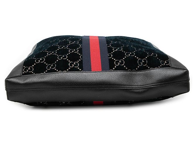 Tote Gucci Ophidia Large in velluto blu con banda Web GG Blu navy - vista 3