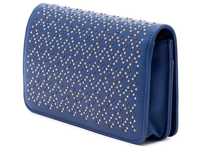 Cartera Chanel Blue CC Lambskin Studded Wallet On Chain Azul - vista 2