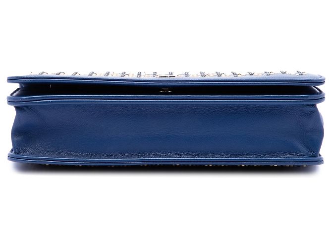 Cartera Chanel Blue CC Lambskin Studded Wallet On Chain Azul - vista 3