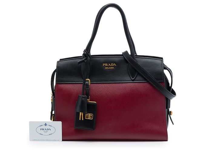 Prada Esplanade Satchel aus rotem Saffiano- und City-Kalbsleder Bordeaux - Ansicht 7