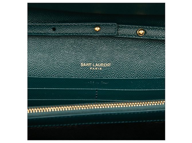 Autre Marque Saint Laurent Green Grain De Poudre Triquilt Monogram Envelope Wallet on Chain Grün - Ansicht 5