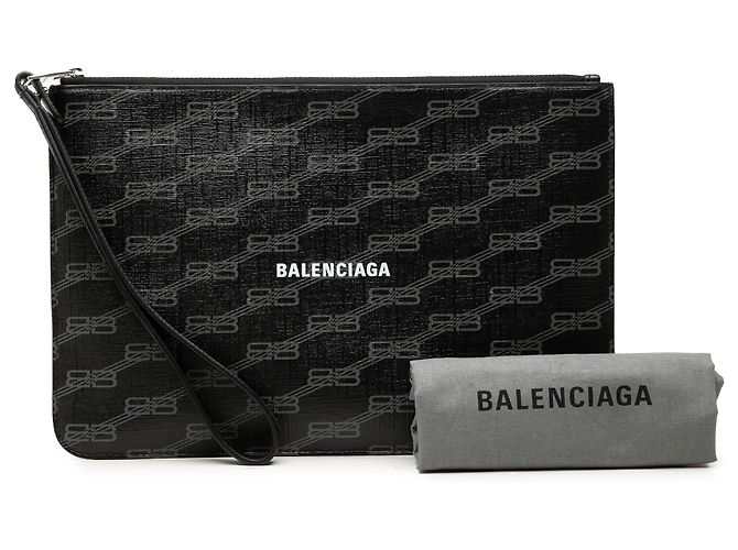 Pochette da polso Balenciaga Black BB Monogram Coated Canvas Nero - vista 7