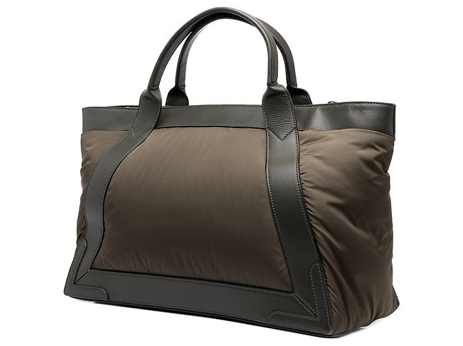 Balenciaga Cabas Tote M in nylon verde e blu navy Verde oliva - vista 2