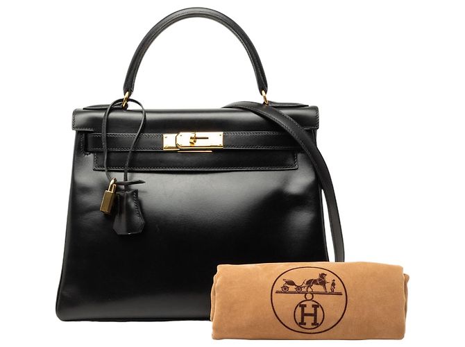 Hermès Black Box Calf Kelly Retourne 28 Schwarz - Ansicht 7