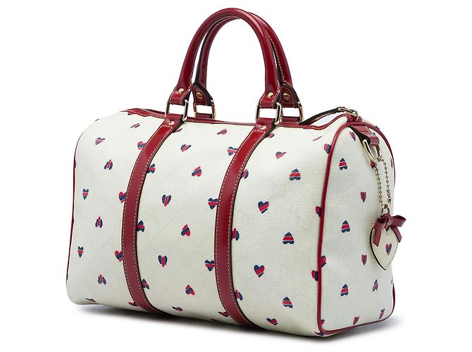 Borsa Boston Gucci White Medium GG Supreme Hearts Joy Bianco - vista 2