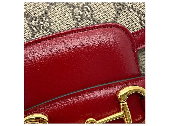 Borsa a tracolla Gucci Beige Medium GG Supreme Horsebit 1955 - vista 7
