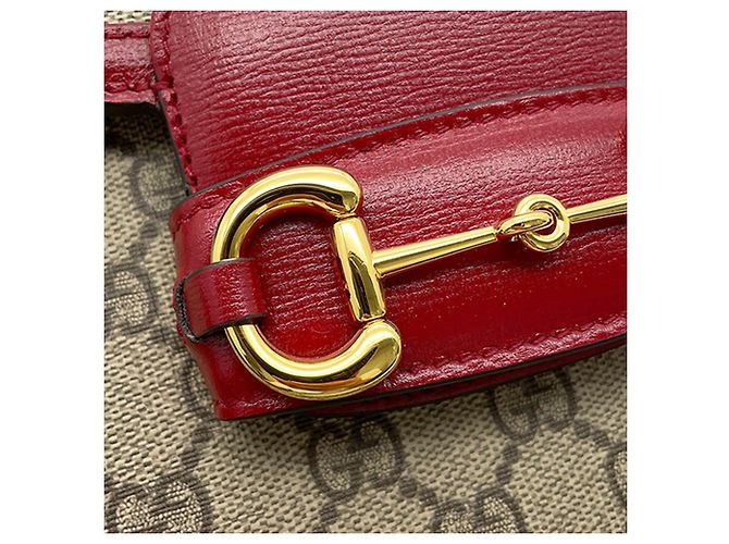 Borsa a tracolla Gucci Beige Medium GG Supreme Horsebit 1955 - vista 8
