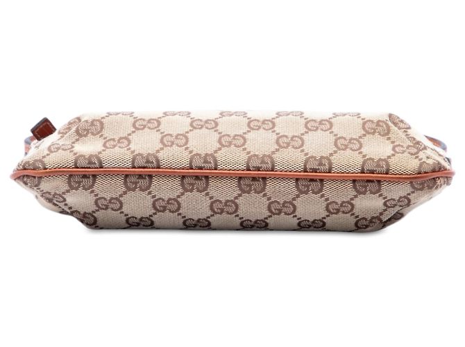 Borsa a tracolla Gucci in tela GG beige con banda Web - vista 3