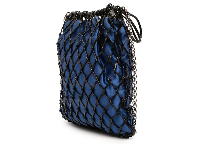 Bolsa Crossbody Prada em cetim preto e couro com corrente de rede - vista 2