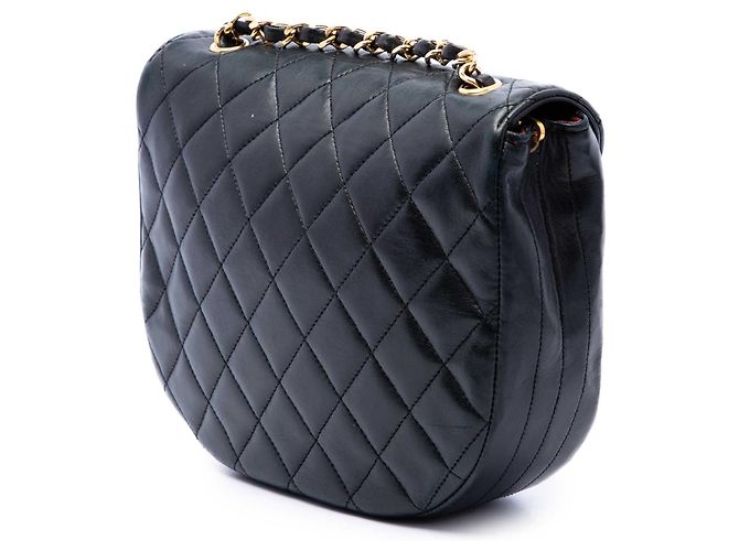Chanel Black XL CC Quilted Lambskin Round Flap Negro - vista 2