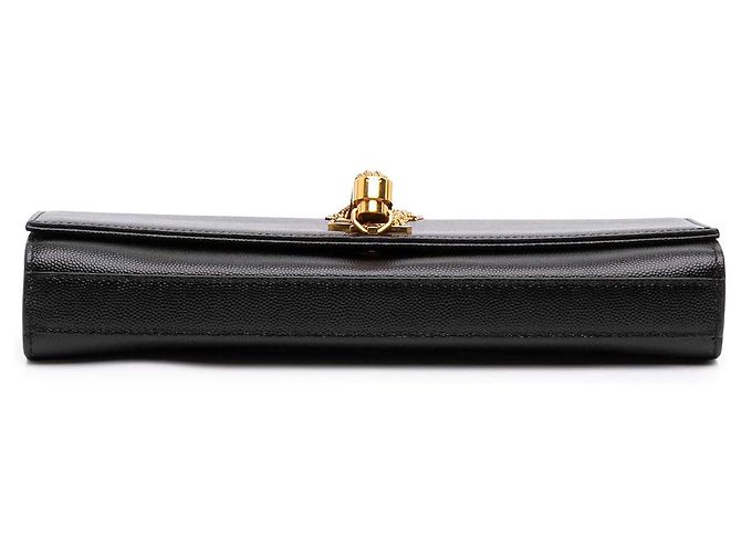 Autre Marque Clutch Saint Laurent Black Grain de Poudre Monogram Kate Tassel Clutch Nero - view 3