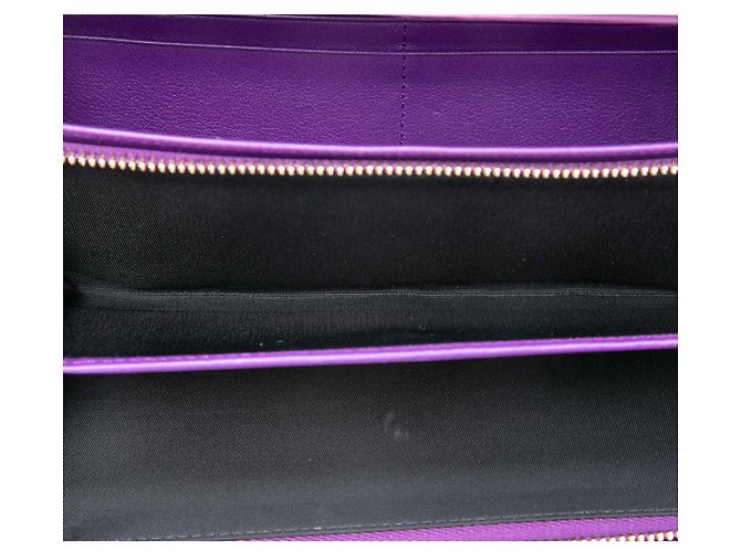 Autre Marque Portefeuille à chaîne Lady Dior en cuir verni Cannage violet Dior - vue 4