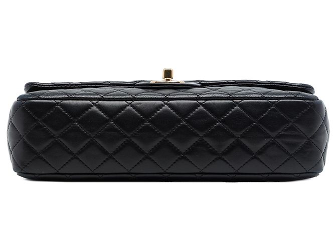 Chanel Black Medium Classic Lambskin Valentines Heart Charms Single Flap Schwarz - Ansicht 3