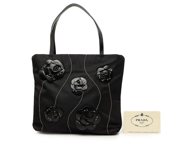 Borsa Tote Prada Black Tessuto Rosette Nero - vista 7