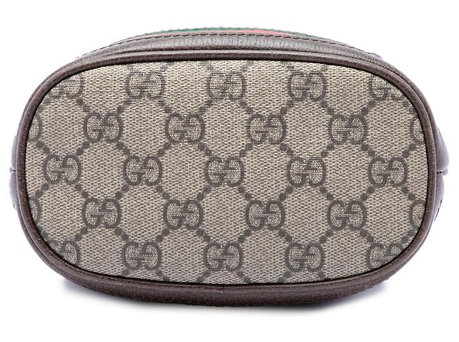 Borsa a secchiello Gucci Mini GG Supreme Web Ophidia Beige - vista 3