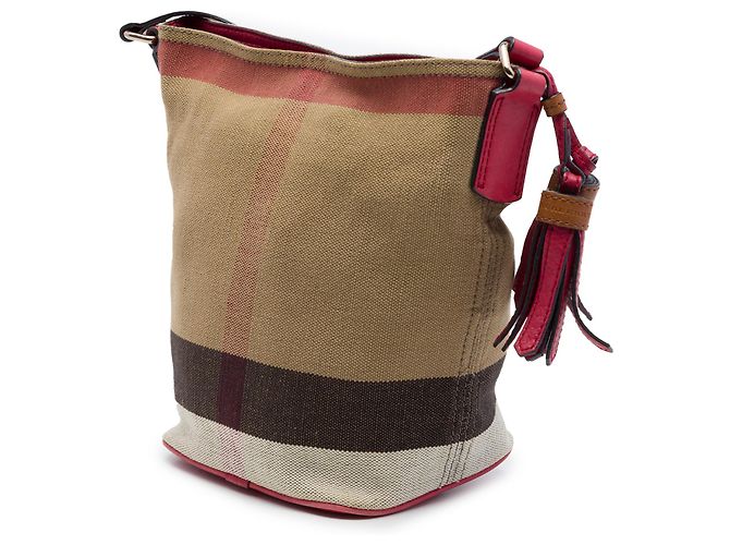 Burberry Brown Mini Mega Check Canvas Ashby Tassel Bucket Bag Braun - Ansicht 2