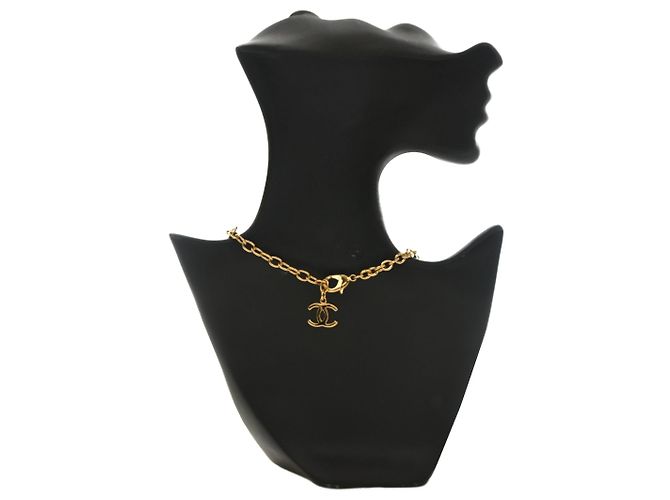 Chanel Gold Gold Plated Enamel Coco Heart Star Anhänger Halskette Golden - Ansicht 2