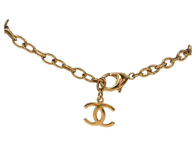 Chanel Gold Gold Plated Enamel Coco Heart Star Anhänger Halskette Golden - Ansicht 6