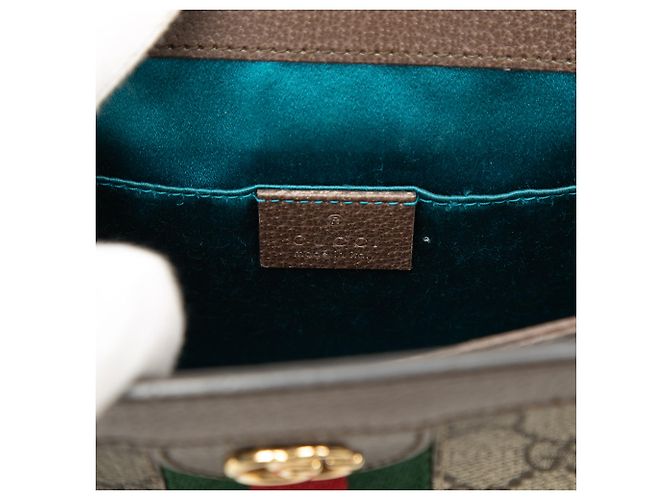 Gucci Beige Small GG Supreme Web Ophidia Chain Crossbody - vista 5