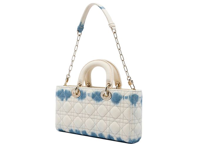Autre Marque Dior White Medium Denim Cannage Tie Dye Lady D Joy Branco Fora de branco - vista 2