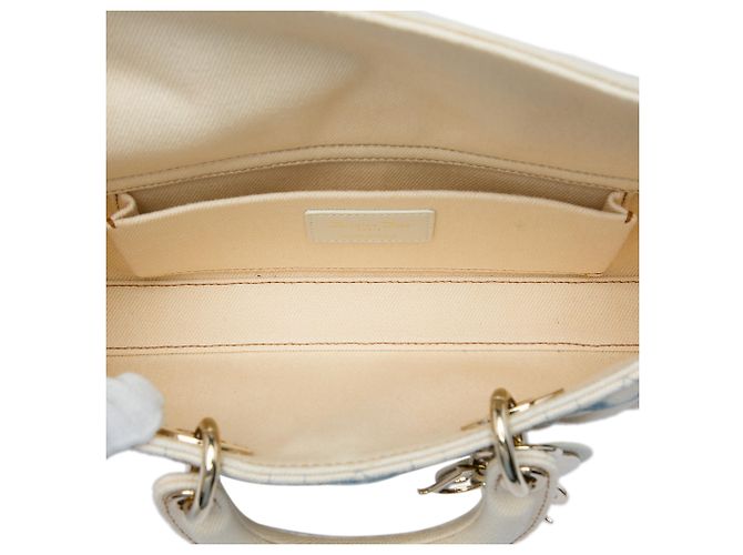 Autre Marque Dior White Medium Denim Cannage Tie Dye Lady D Joy Branco Fora de branco - vista 4