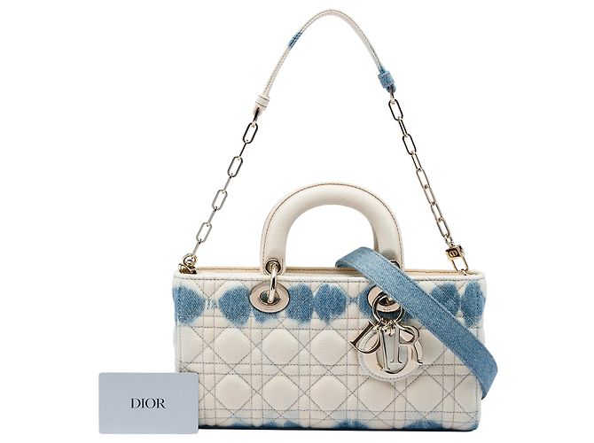 Autre Marque Dior White Medium Denim Cannage Tie Dye Lady D Joy Branco Fora de branco - vista 6